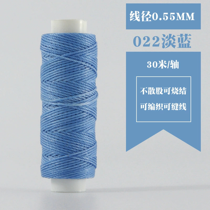 Waxed round thread spool in light blue
