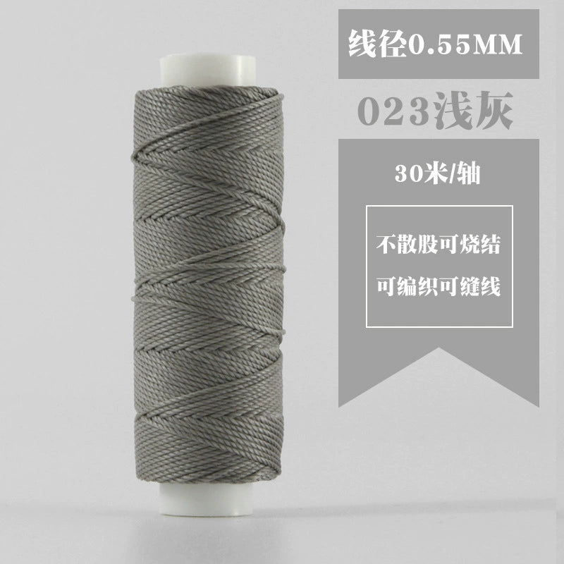 Waxed round thread spool, light gray color for hand stitching leather