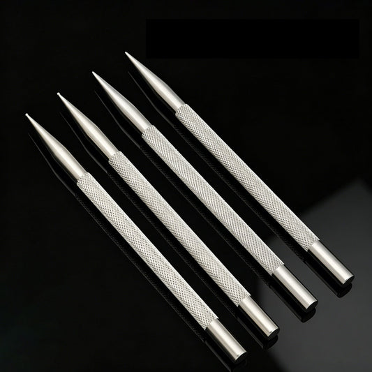 Leather carving marking pen, stainless steel, pointed tips, textured grip (set of 4)