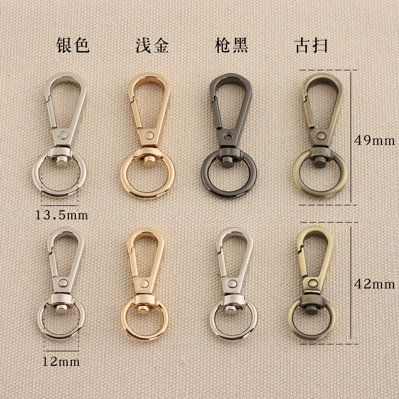 Swivel lobster claw hook buckle set with multiple metal colors and two sizes