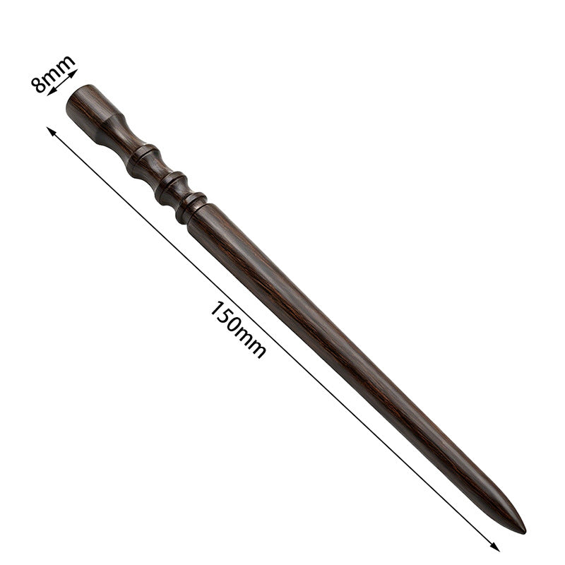 Leather edge polishing stick, brown wooden burnishing tool, pointed tip, 150mm length