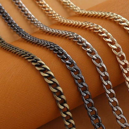 Metal bag chain strap with gold and silver-tone linked chain detail