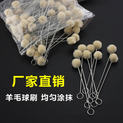 Wool Dauber Ball Dye Applicator – DIY Leather Oil & Dye Brush, Handmade Velvet-Back Wool Ball for Leathercraft