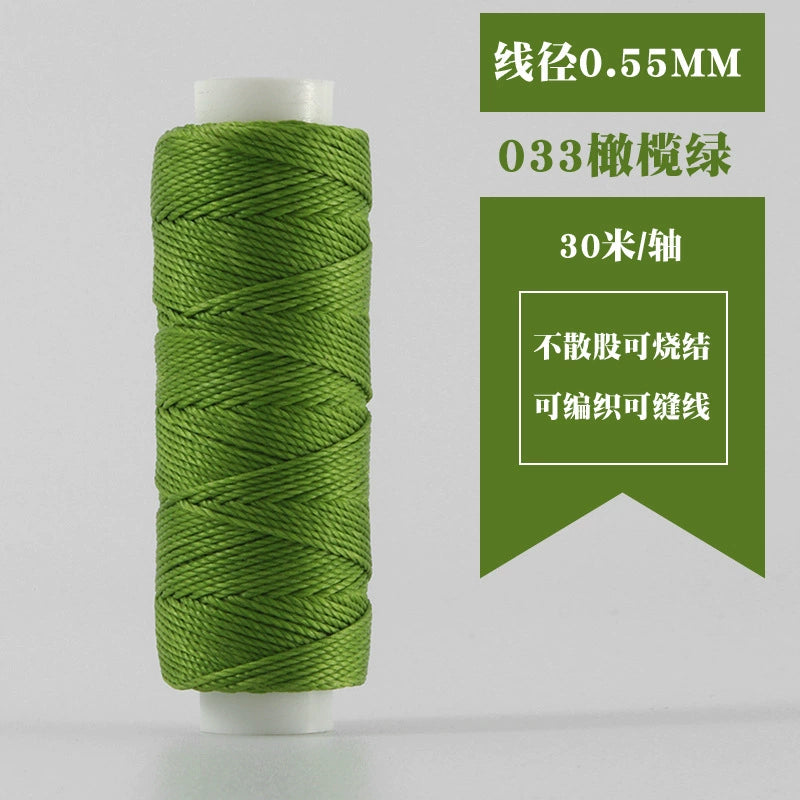 Waxed round thread spool, 0.55mm, 30m, olive green