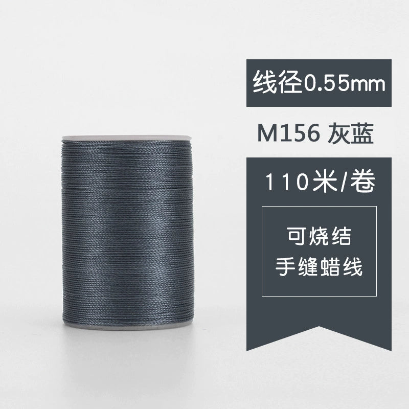 Waxed leather stitching thread spool, blue-gray 0.55mm, 110m