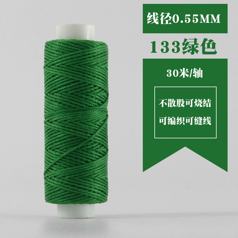 Waxed round thread spool, 0.55mm, 30m, bright green