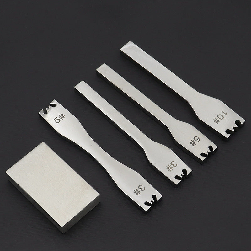 Stainless steel zipper detatcher tool set with #3, #5, and #10 pieces