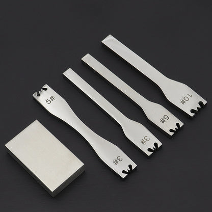 Stainless steel zipper detatcher tool set with #3, #5, and #10 pieces