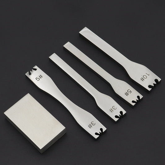 Stainless steel zipper detatcher tool set with #3, #5, and #10 pieces