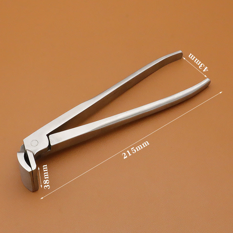 Stainless chrome steel leather craft pliers with straight jaws, polished metal