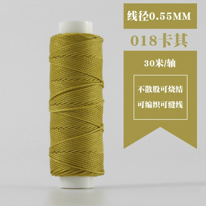 Waxed round thread spool, mustard yellow color for hand stitching leather