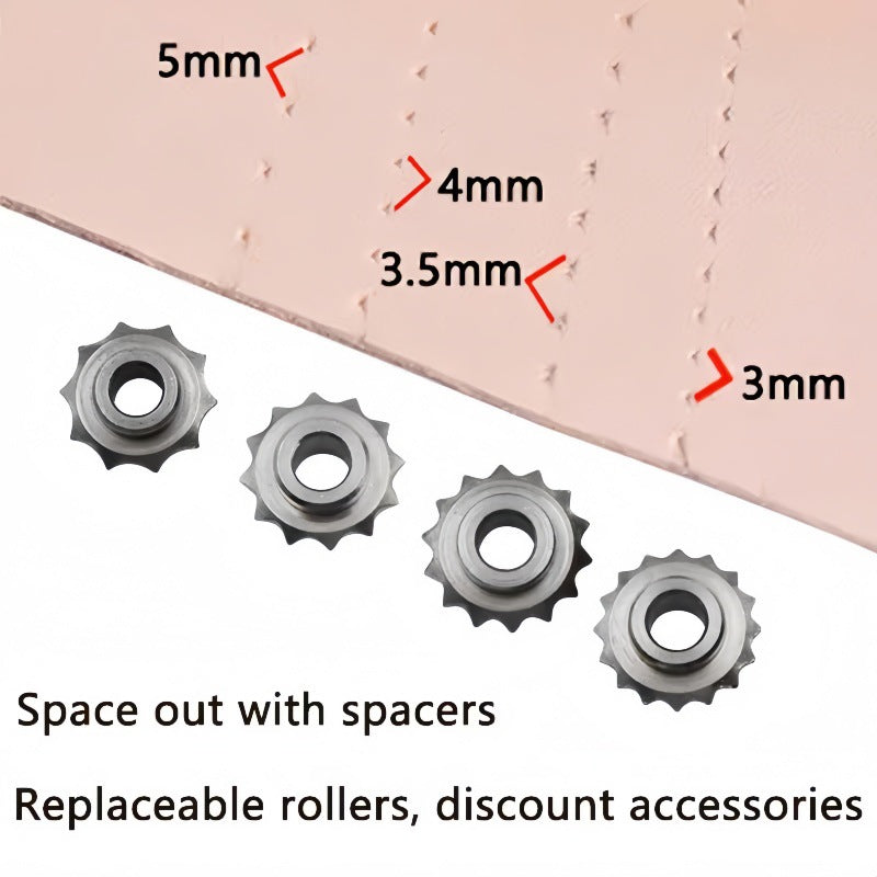 American-Style Leather Spacing Wheel – Adjustable Stitching Pricking Wheel with Interchangeable Rollers