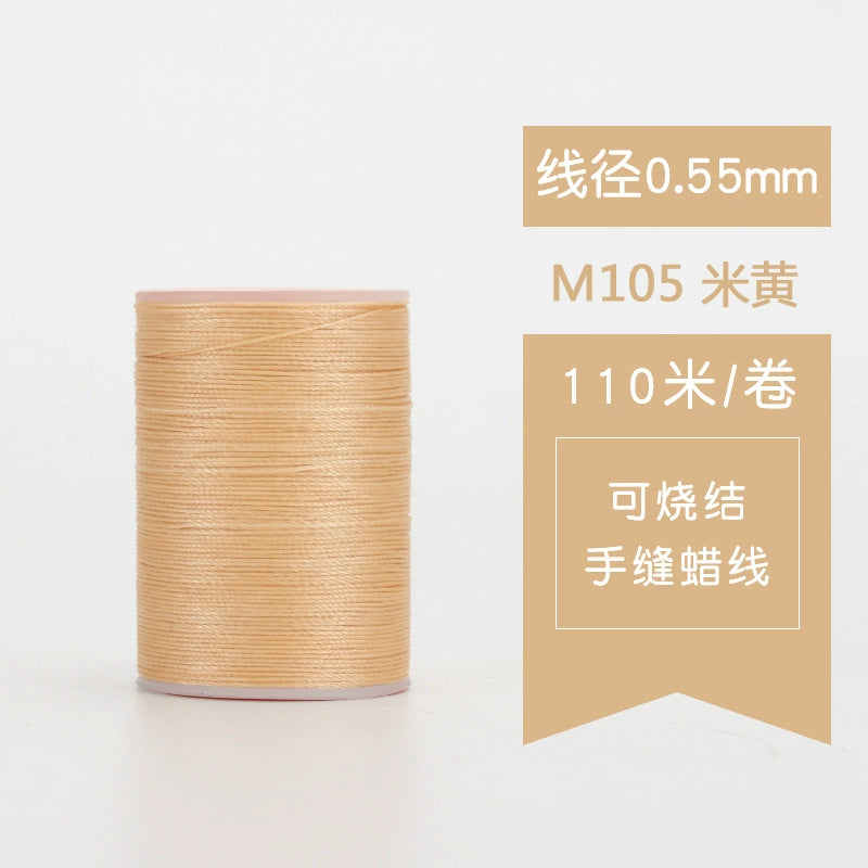 Waxed leather stitching thread spool in light beige