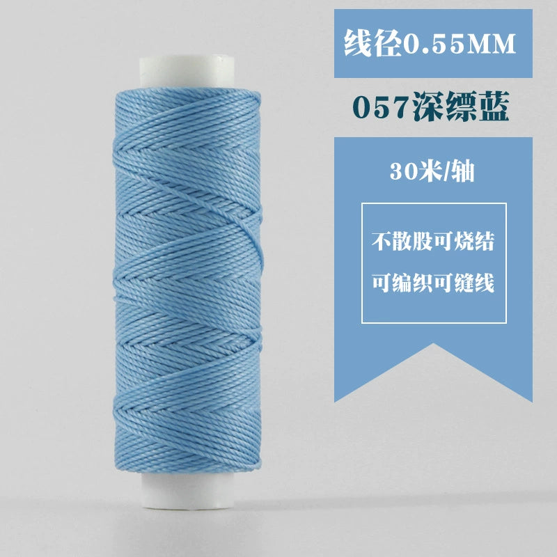 Waxed round thread spool, sky blue color for hand stitching leather