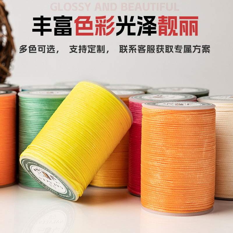 0.8mm / 90 Meters Flat Waxed Thread for Leather Sewing – 16-Strand Polyester Wax Cord, 90m Roll, High Strength Hand Stitching Thread