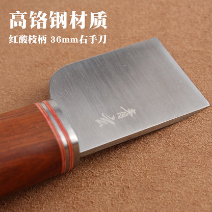Thumb Knife 36mm For Cutting Leather with Rosewood Handle, Right-Hand Leathercraft Knife for DIY