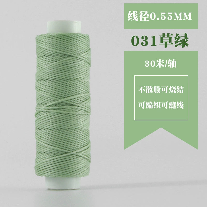 Waxed round thread spool, 0.55mm, 30m, sage green