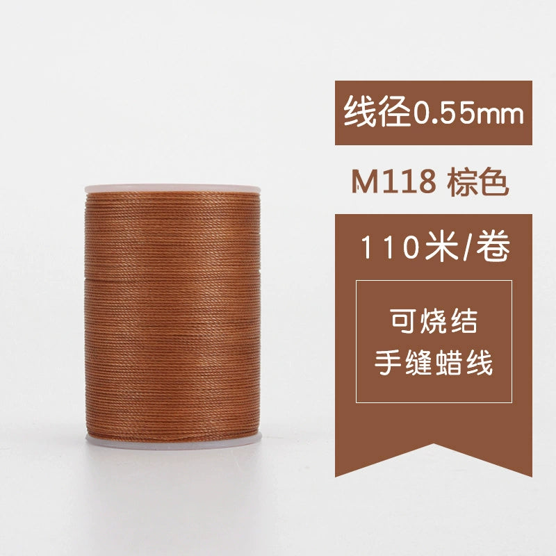 Waxed leather stitching thread spool in brown