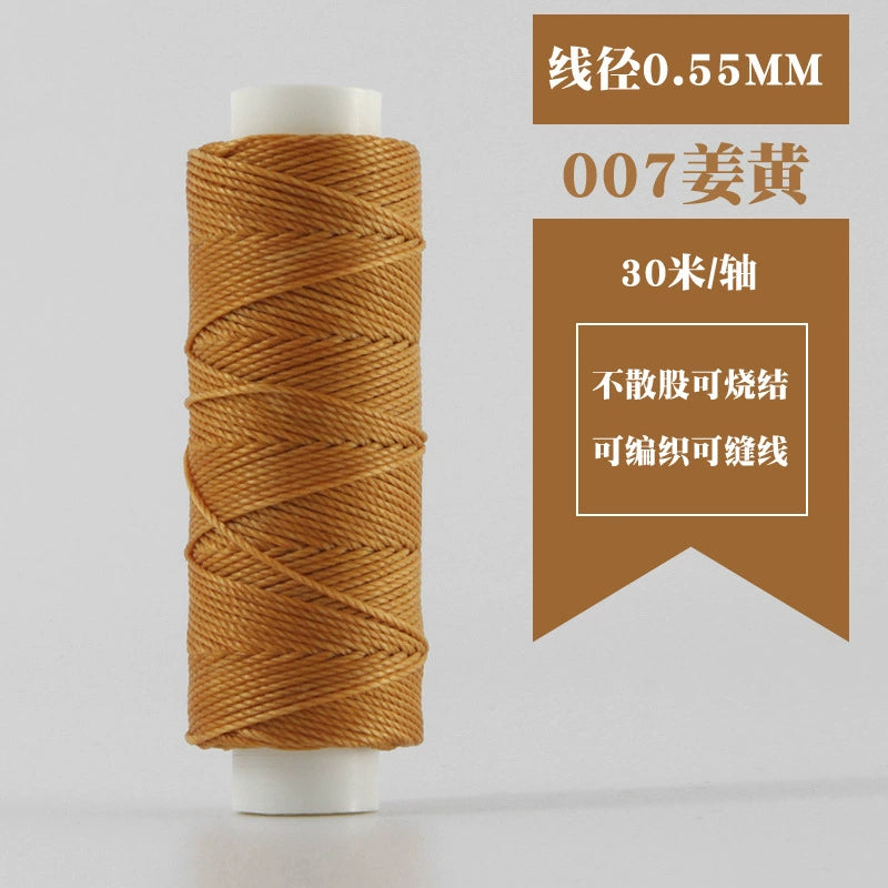 Waxed round thread spool, golden tan color for hand stitching leather