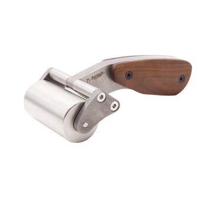 Stainless steel leather roller with wooden handle and metal side plates