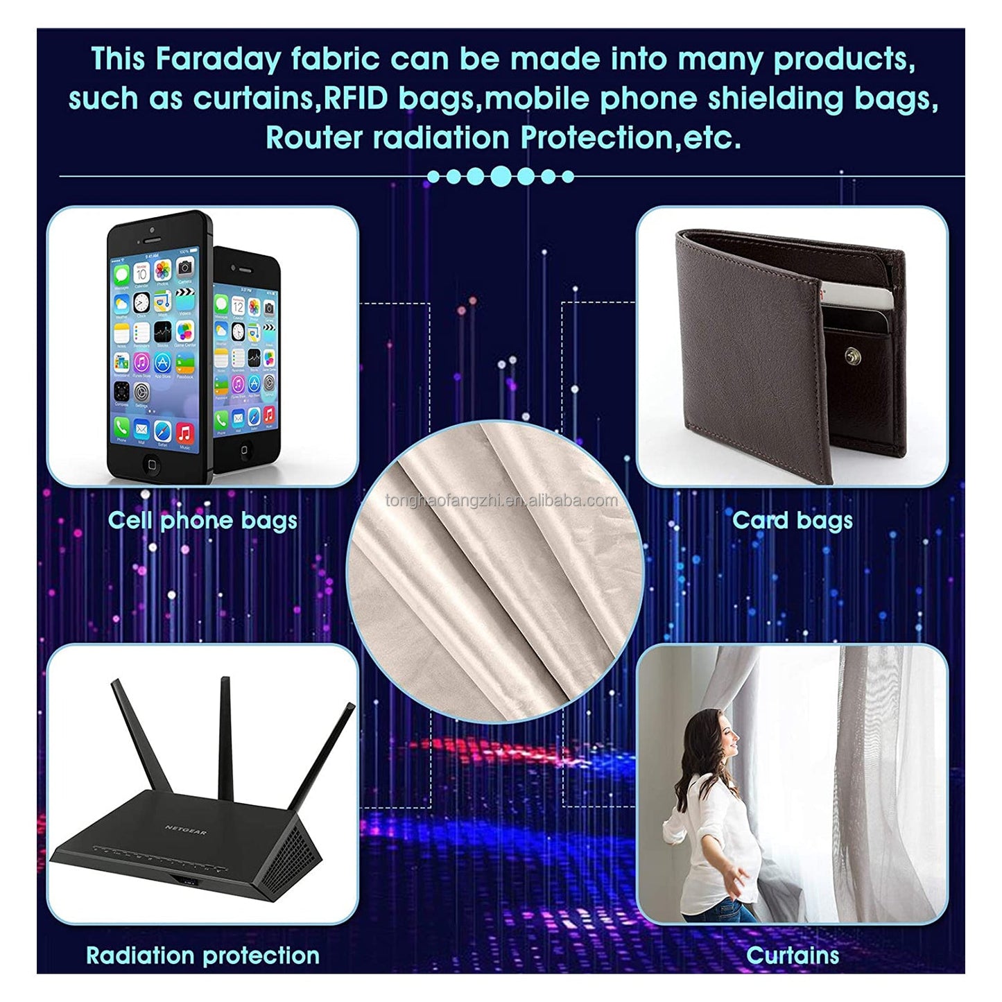 RFID Blocking Fabric EMF Shielding Fabric 230T For Radiation Protection