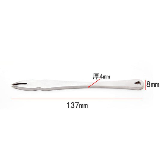 Stainless steel edge spacing gauge, 137 mm long with 8 mm spacing and 4 mm thickness