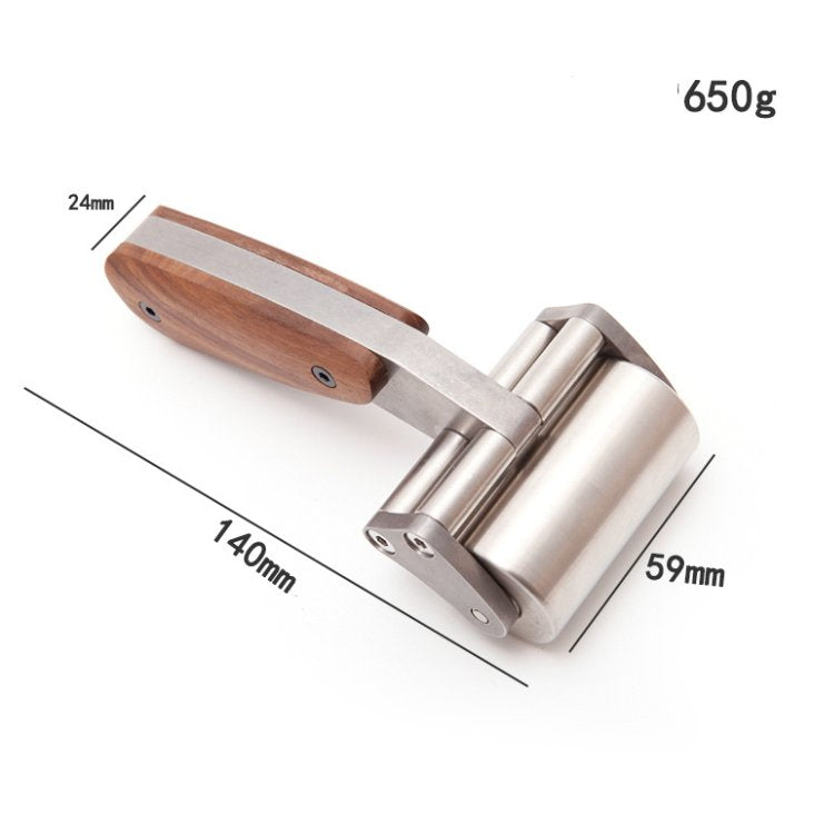 Heavy duty leather roller with stainless steel cylinder and wooden grip handles