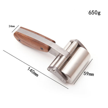 Heavy duty leather roller with stainless steel cylinder and wooden grip handles