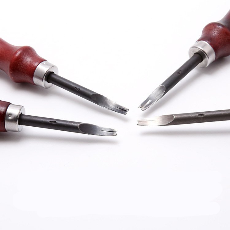 Red Handle Leather Edge Beveler with Blacked Steel