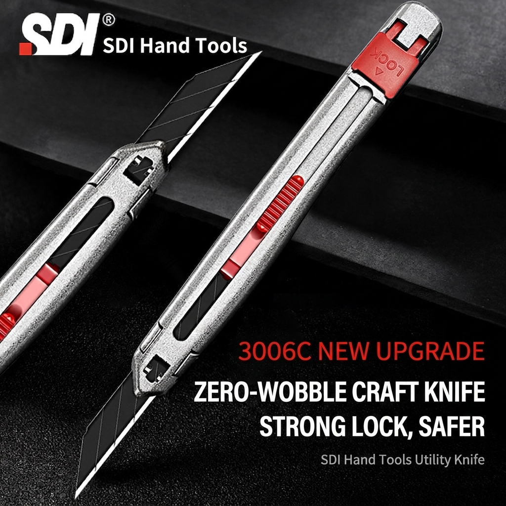 SDI 3006C Zinc Alloy Professional Utility Craft Knife – Leather & Vinyl Cutter (with 10 Extra Blades & Snap OFF Tool)