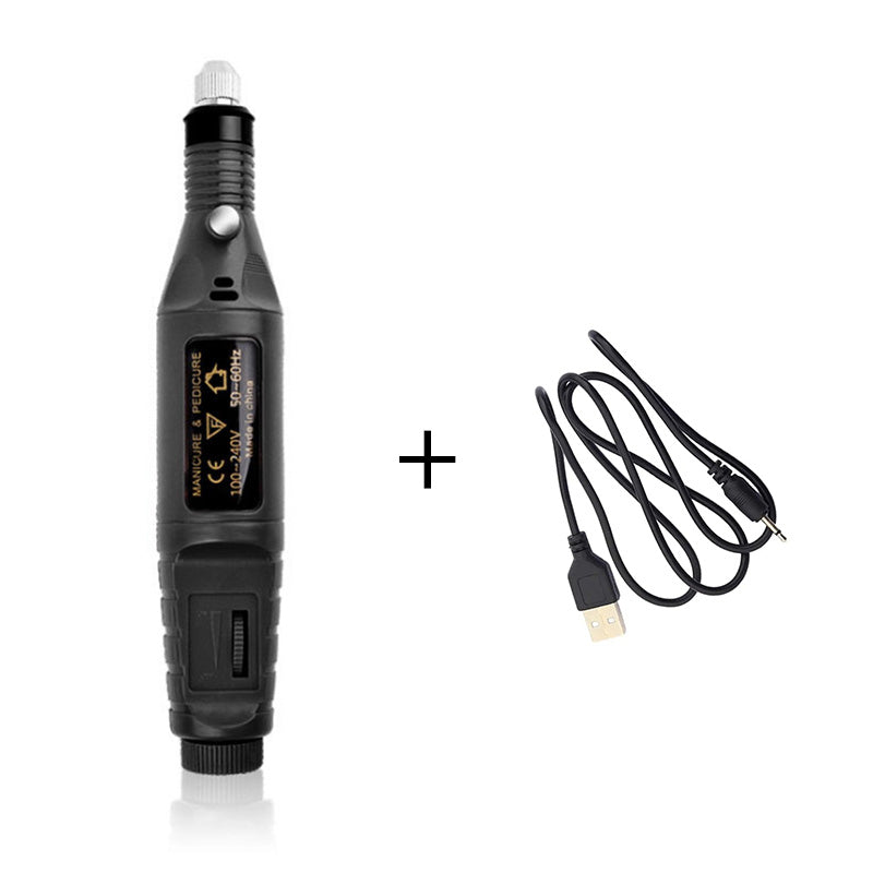 Black electric leather burnisher polisher handheld unit with USB cable