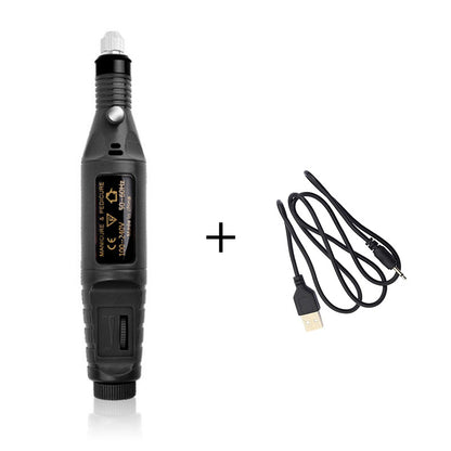 Black electric leather burnisher polisher handheld unit with USB cable