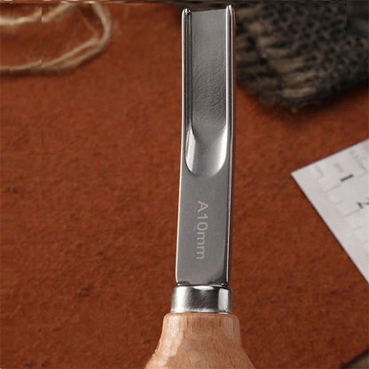 Leather edge beveler tool with stainless steel blade and beech handle