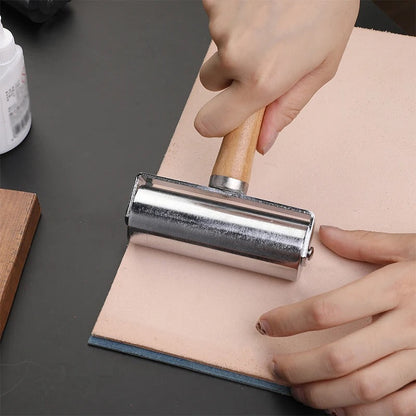 Roller Press with Wooden Handle For Leather