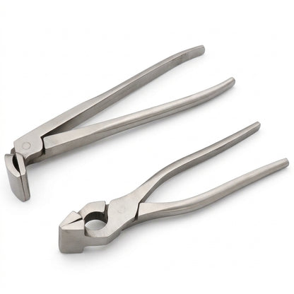 Chrome steel leather craft pliers with long tapered jaws for edge pressing and folding