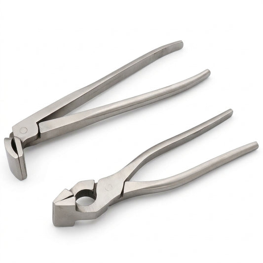 Chrome steel leather craft pliers with long tapered jaws for edge pressing and folding