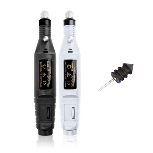 Electric leather burnisher polisher tool, black and white handheld units with pointed bit
