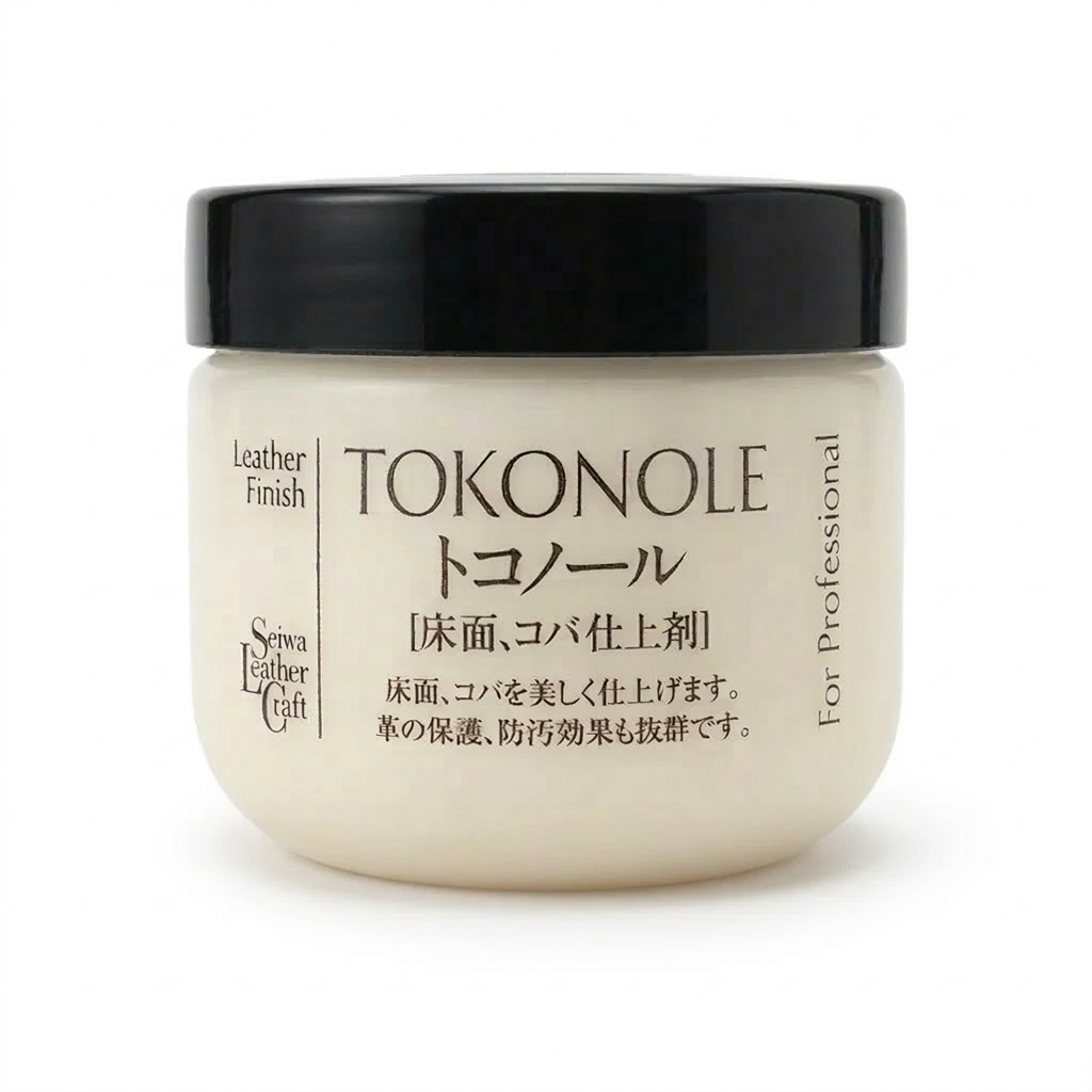 Tokonole leather finish burnishing gum jar with clear finish, 120g size.