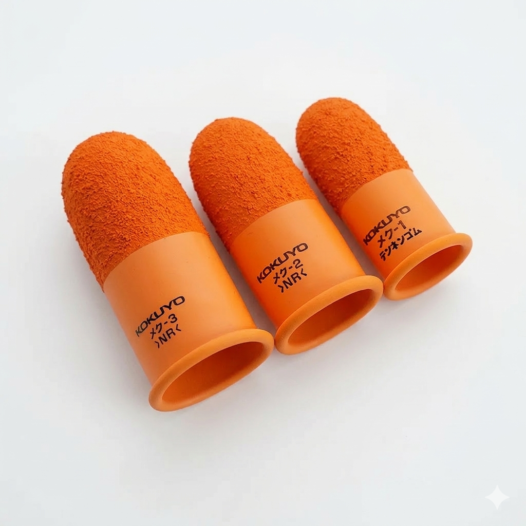 Orange silicone finger guard set with textured top, three finger sleeves
