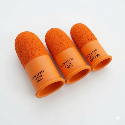 Orange silicone finger guard set with textured top, three finger sleeves