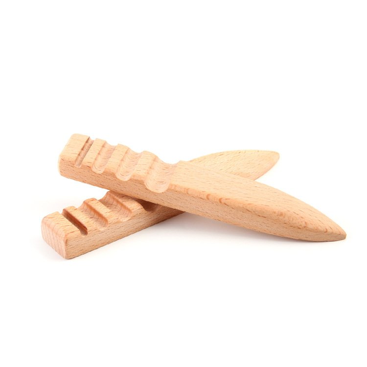 Beech Wood Leather Edge Burnisher with Multi-Groove Polishing Head