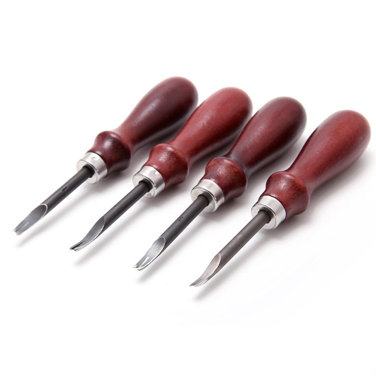 Red Handle Leather Edge Beveler with Blacked Steel