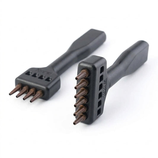 Black round hole punch tool set with 3 interchangeable punch heads