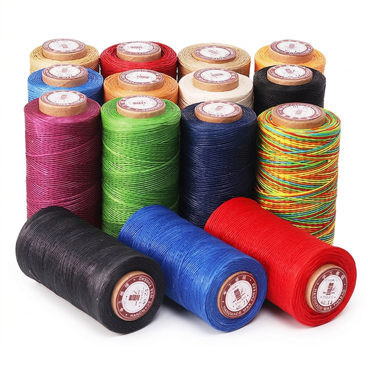 Waxed leather stitching thread spools, assorted colors, 0.8mm, 50 m