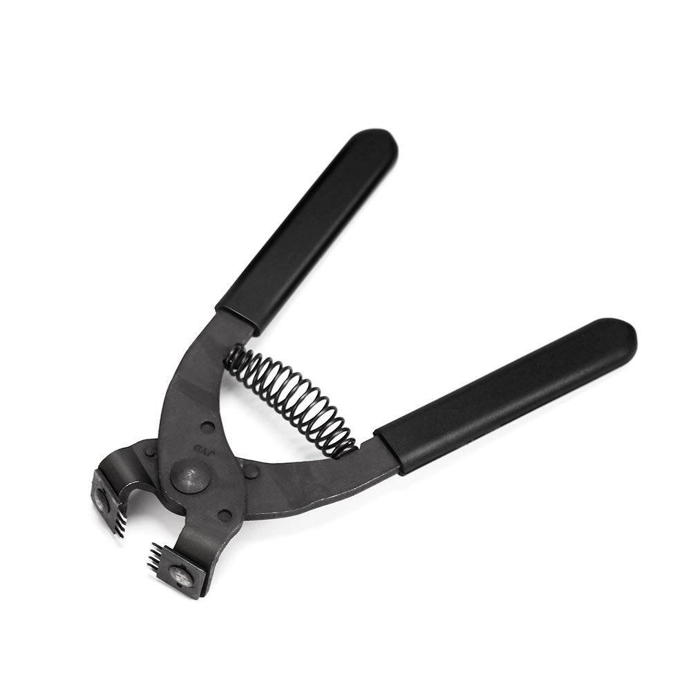 Diamond cutting pliers with spring and grooved jaws, black handles