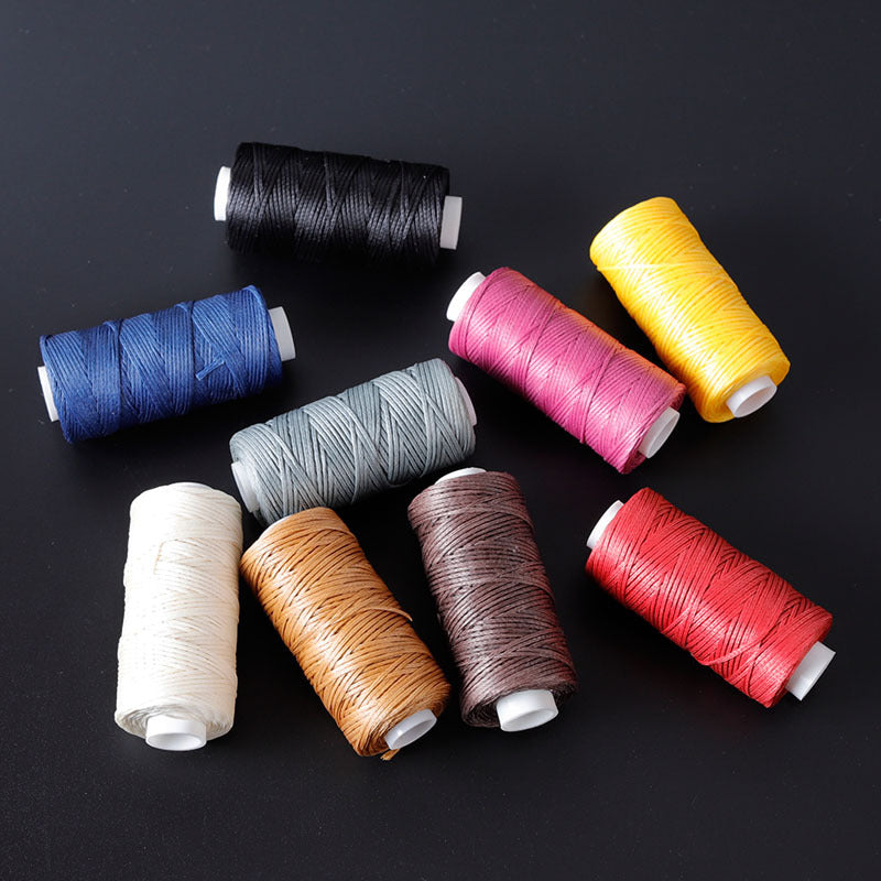Waxed leather stitching thread spools, mixed colors, 0.8mm, 50 m