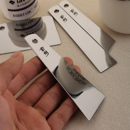 Stainless steel glue applicator scraper, mirror polished metal blade with hanging hole