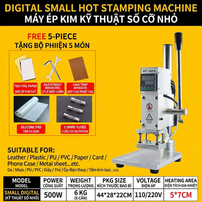 WT-90DS Digital Mini Hot Foil Stamping Machine – 500W Leather Embossing Press with LCD Temperature Control