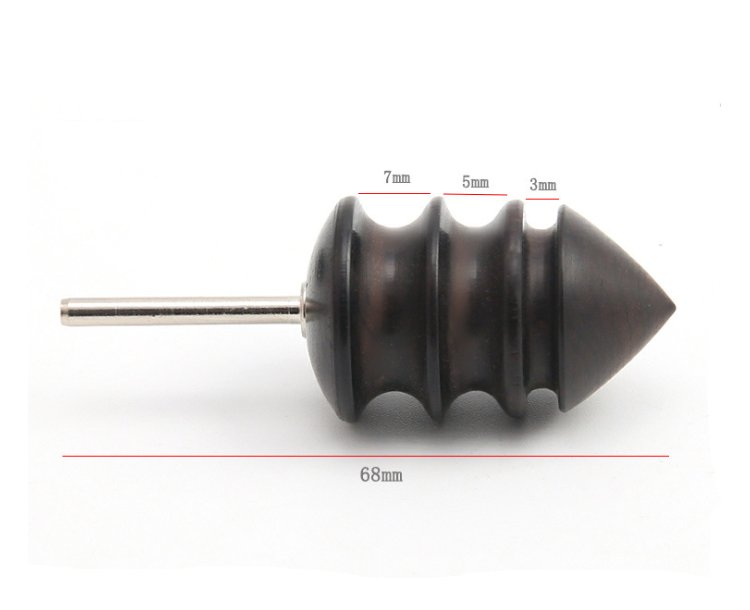 Pointed burnishing bit for leather tool, with size markings and length 68mm