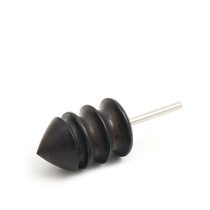 Leather burnishing bit with pointed tip on metal shaft, dark round ridged head
